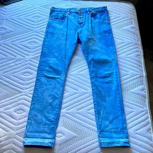 Wash off light blue jeans for men